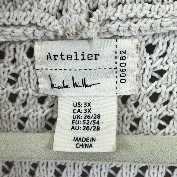 Artelier Nicole Miller Pullover Crochet Sweater Plus Size 3X Cream Like New - Picture 3 of 10